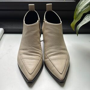 The Boss Bootie - Pointed-Toe Pebbled Leather Ankle Bootie